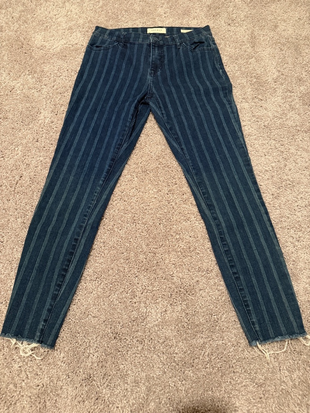 PacSun Women's Vertical Stripe Skinny Jeans in Dark Blue